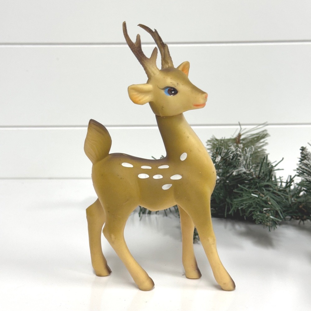Vintage Rubber Reindeer Fawn Figurine Made in Japan Mid Century Christmas 8"
